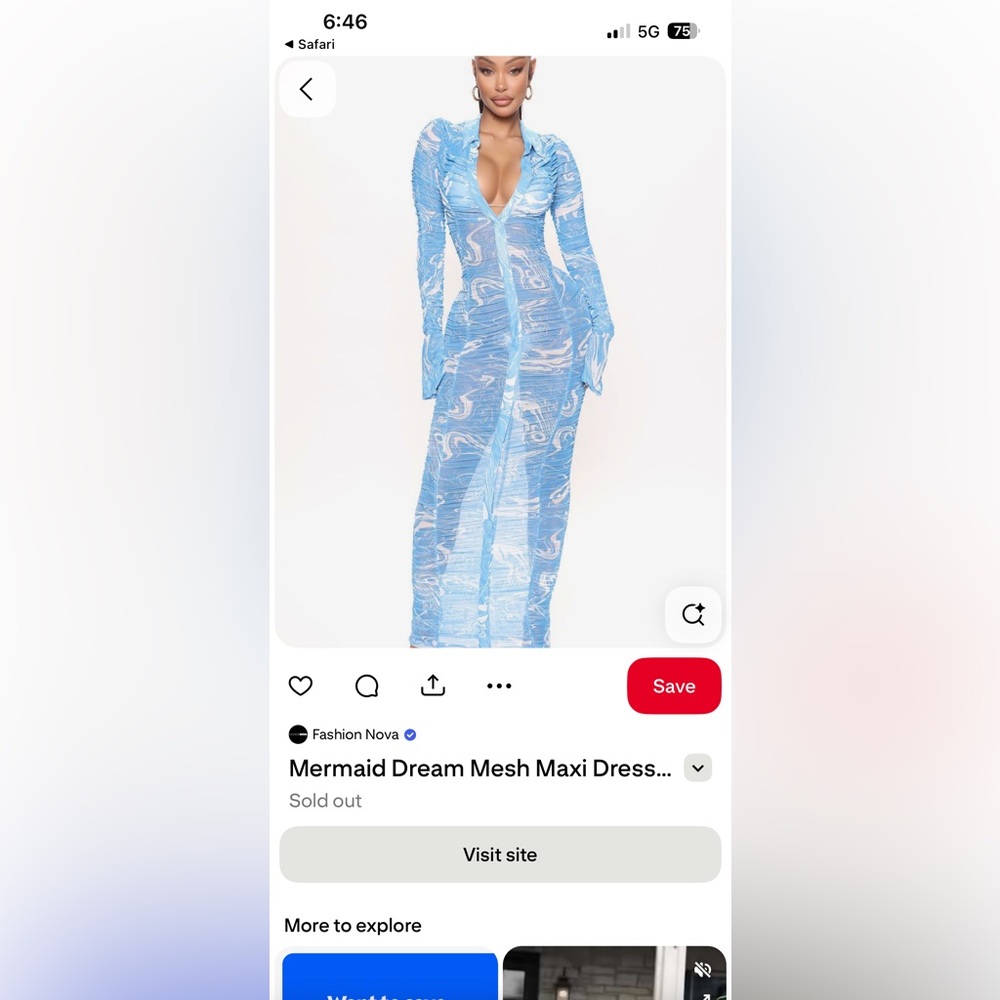 Fashion Nova Light Blue Marble Sheer Midi Skirt